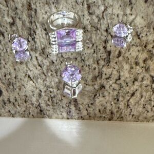 Elegant 925 Silver and Purple Jewelry Set